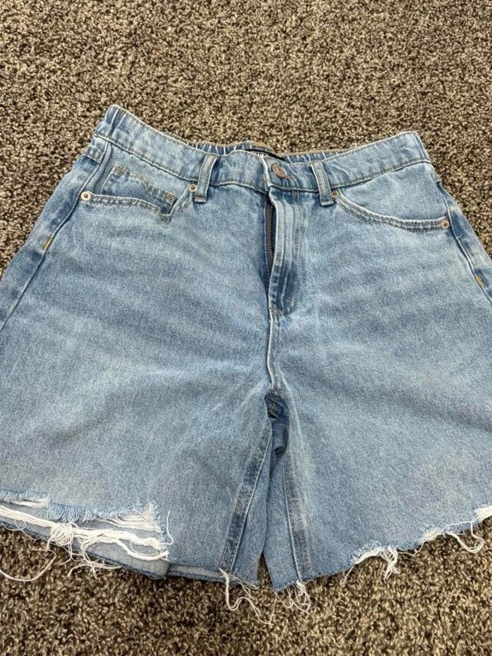 Rewash Light Blue Distressed High-Rise Denim Shorts